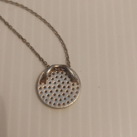 925 Stamped Sterling Silver And 925 CZ Disc Pendant Necklace Total Length 18" - Picture 6 of 7